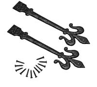 SCORPIO HARDWARE® Fleur De LYS Door Hinge 400mm (16") Front Decorative Dummy Black Antique