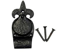 SCORPIO HARDWARE® Fleur De LYS Front Door Cylinder Pull with Curved Finger Grip and Latch Pull for Cylinder Locks in Black