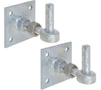 SCORPIO HARDWARE Heavy Duty Hook on Plates Gate Pins 19mm Square Plates 4"x4" Adjustable/Fixed (Adjustable Pin)