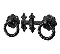 SCORPIO HARDWARE® Heavy Duty Ornamental Gate Ring Latch Twisted 8" 200mm 10" 250mm Black and Galvanised Finish Suitable for Garden Gates and Wooden Doors. (Black, 10 Inch - 250mm)