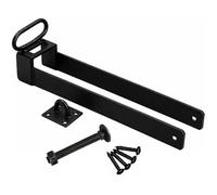 SCORPIO HARDWARE® Lockable Throw Over Gate Loop for 3" Gate with Lifting Handle Galv 18" 450mm Complete with Staple On Plate (Black)