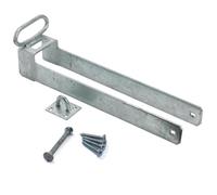 SCORPIO HARDWARE® Lockable Throw Over Gate Loop for 3" Gate with Lifting Handle Galv 18" 450mm Complete with Staple On Plate (Galvanised)