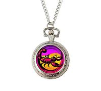 Scorpio Pop Art Zodiac Pocket Watch - Colourful Horoscope Gift for Men, Silver Chain & Gift Box - Fun Astrology Present for Scorpio Birthdays or Christmas