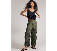 Scorpio Shirred Mid-Rise Cargo Trousers by We The Free at Free People in Lichen, Size: Small - female