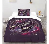Scorpio Symbol Quilt Cover Art Comforter Cover 2 Pieces Decorative Microfiber for Kids Boys Girls Teens with Zipper Closure Single(135x200cm)