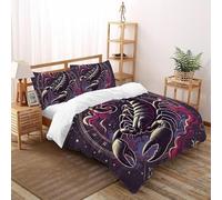 Scorpio Symbol Quilt Cover Art Comforter Cover 3 Pieces Ultra Soft Microfiber for Kids Boys Girls Teens with Zipper Closure Super King(260x220cm)