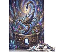 Scorpio Zodiac 1000 Piece Wooden Jigsaw Puzzle,Gift Idea,Adults & Kids 14+,Whimsical Challenge Dreamy Scorpion,Wood,Educational Toy,Home Wall Decor,Stress Relief (75x50cm)