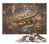 Scorpio Zodiac 500 Piece Wooden Jigsaw Puzzle,Educational Toy,Adults & Kids 14+,Home Wall Decor Steampunk Scorpion,Whimsical Challenge,Wood,Great Gifts,Stress Relief (52x38cm)