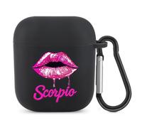 Scorpio Zodiac Birthday Pink Lips Bluetooth Headset Cover Earbuds Case TPU Headphone Protective Compatible with Airpods 1/2 Black-Color