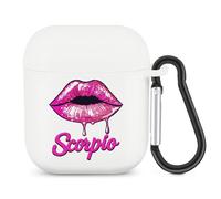 Scorpio Zodiac Birthday Pink Lips Bluetooth Headset Cover Earbuds Case TPU Headphone Protective Compatible with Airpods 1/2 White-Color