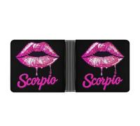 Scorpio Zodiac Birthday Pink Lips Leather Wallets for Men Slim Bifold Wallet Credit Card Holder Front Pocket Wallets