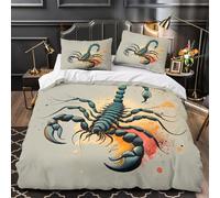 Scorpion Art Quilt Cover 3D Design Printed Super Soft 3 Pcs Bedding Set Zipper Comforter Cover Ultra Soft Washable for Kids Adults Women Teens Youth Boys Super king（260x220cm）
