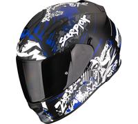Scorpion Exo-491 Spector Full-Face Helmet, black-white-blue, size S for Men