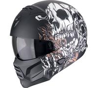 Scorpion EXO Combat II Genesis Jet Helmet, black-white-orange, size M for Men
