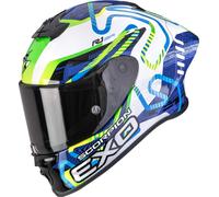 Scorpion EXO-R1 Evo II Air Cornering Full-Face Helmet, black-white-green-blue, size S for Men