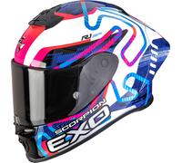 Scorpion EXO-R1 Evo II Air Cornering Full-Face Helmet, white-pink-blue, size M for Men