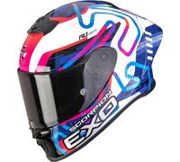 Scorpion EXO-R1 Evo II Air Cornering Full-Face Helmet, white/pink/blue, size M (57/58)