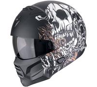 Scorpion EXO Combat II Genesis Jet Helmet, black-white-orange, size L for Men