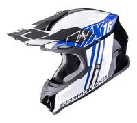 Scorpion VX-16 Evo Air Lignes Motocross Helmet, black-white-blue, size M for Men