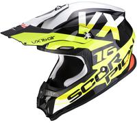 Scorpion VX-16 Air X-Turn Motocross Helmet, black-white-yellow, size S for Men