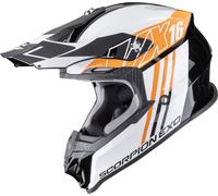 Scorpion VX-16 Evo Air Lignes Motocross Helmet, black-white-orange, size M for Men