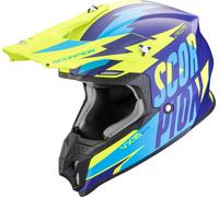 Scorpion VX-16 Evo Air Slanter Motocross Helmet, blue-yellow, size S for Men