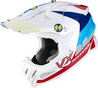 Scorpion VX-22 Air Ares Motocross Helmet, white-red-blue, size XL for Men