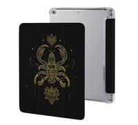 Scorpion with Lotuses Mandala Stylish Tablet Case with Pen Holder Leather Protective Cover Compatible with IPad/IPAD 2017/2018/Air1/Air2 (9.7in)