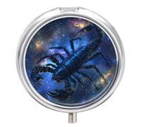 Scorpions Universes Galaxys Round Pill Box Organiser 3 Compartment Medicine Case