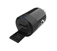Scosche CPDC30 PowerVolt 30-Watt Certified USB Type-C Fast Mini Flush Fitting Car Charger with Fabric Pull Tag & Power Delivery 3.0 with PPS for All USB-C Devices