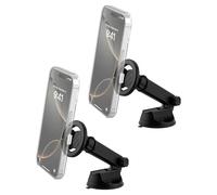 Scosche MagSafe Car Mount, Suction Cup Magnetic Windshield/Dashboard Cell Phone Holder with Vent Clip & Adjustable Flip Arm Compatible with PopSocket, iPhone 17/16/15/14/13/12, Samsung Galaxy, 2-Pack