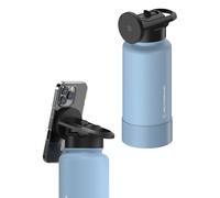Scosche MFMS32 MagicMount Flask 32 oz Stainless Steel Water Bottle with MagSafe Phone Mount Stand, 12H Hot & 24H Cold, Insulated Flask with Magnetic Phone Holder for Gym, Travel, Sports, 32oz, Blue
