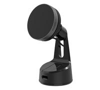 Scosche Qi2 MagSafe Car Mount, 15W Wireless Charging Suction Cup Phone Mount, Magnetic Windshield/Dashboard Cell Phone Holder with Fast USB-C Car Charger Compatible with iPhone 16/15/14/13/12, S25