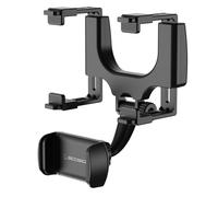 Scosche SUHRM Rear View Mirror Phone Holder, 360° Rotatable Rearview Mirror Cell Phone Car Mount, Cellphone Stand Compatible with iPhone 16/15/14/13/12 Series, Android & Mobile Phones up to 3.5 inches