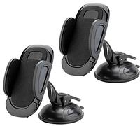 Scosche SUHWD-2PKXCES0 Select Windshield or Dashboard Suction Cup Phone Mount Holder for Car with Adjustable Locking Lever, Quick-Release Button, Black, 2-Pack