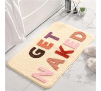 scoseptzy Get Naked Bath Mat, Cute Bathroom Rugs, Non-Slip Microfiber Absorbent Get Naked Rug for Tub and Shower, Machine Washable16 x24/20"x32" (Yellow, 16"x24")