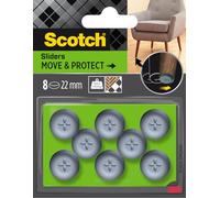Scotch 0 Move & Protect Sliding Skates SP62A81, Adhesive, Grey, Ø 22 mm, Pack of 4-100 kg