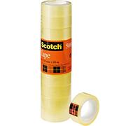 Scotch 3M Adhesive Tape, Clear Acrylic, 15 mm x 10 m, Pack of 10