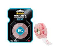 Scotch 3M Mount Clear Double-Sided Tape: 1 in. x 125 in. (Clear)