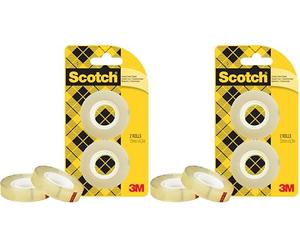 Scotch 3M Refill Rolls of Double-Sided Adhesive Tape, 6.3 m x 12 mm, Pack of 4