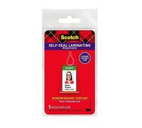 Scotch 3M Self-Sealing Laminating Pouches, Bag Tags with Loops, Glossy, 5 Pouches (LS853-5G)