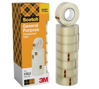 Scotch 508 Transparent Tape, 8 Rolls, 19 mm x 33 m