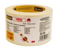 Scotch Beige Masking Tape (L)50m (W)24mm, Pack of 3