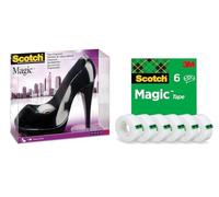 Scotch Black Shoe Tape Dispenser with 1 Roll of Magic Tape (19 mm x 8.89 m) + 6 Rolls (19 mm x 33 m) - Invisible Sticky Tape Set for Labelling, Repair and Office Use