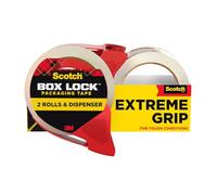Scotch Box Lock Packaging Tape, 2 Rolls with 1 Refillable Dispenser, 1.88 in x 54.6 yd, Extreme Grip, Sticks Instantly to Any Box