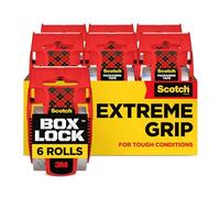 Scotch Box Lock Packaging Tape 48mm x 20.3m Pack of 6 Rolls with Dispensers, Clear