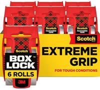 Scotch Box Lock Packaging Tape, 6 Rolls with Dispenser, 48 mm x 20.3 m