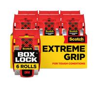 Scotch Box Lock Packaging Tape, 6 Rolls with Dispensers, 48 mm x 20.3 m - Strong Clear Packing Tape, Ideal for Shipping Christmas Gifts and Presents