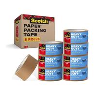 Scotch Box Lock Paper Packaging Tape, 1 Roll, 48 mm x 22.8 m - Brown Packing Tape, Recycles with The Box, Christmas Present Shipping Supplies