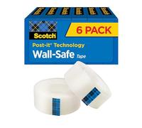 Scotch Brand Wall-Safe Tape, Standard Width, Sticks Securely, Removes Cleanly, Invisible, Photo-Safe, Engineered for Office and Home Use, 3/4 x 800 Inches, 6 Rolls (813S6)